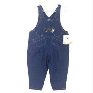 JEAN BOURGET Toddler Baby Navy Overalls Vintage French Size 18 Months NWT Snaps
